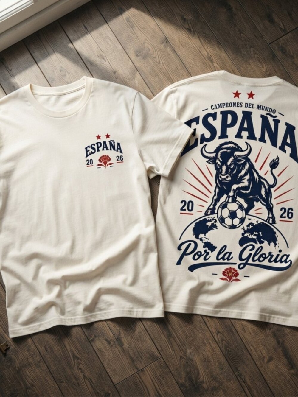 Spain Espana Pỏ La Gloria Soccer Bull Vintage Off White T-Shirt